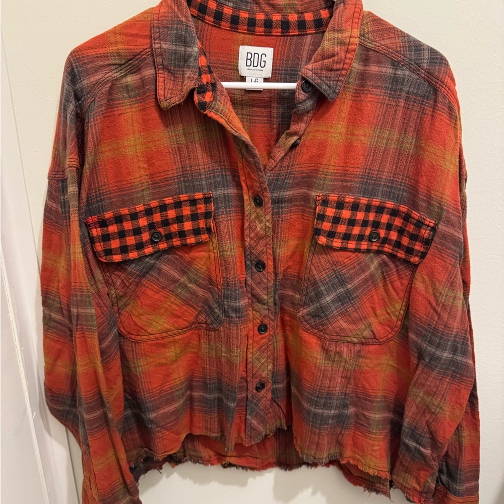 BDG Red and Black Plaid Flannel Shirt